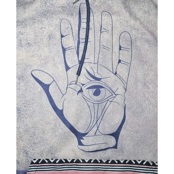 MissLook Mens Pullover Hoodie MEDIUM 3rd Eye Awaken All Over Print Space PURPLE - Picture 5 of 9